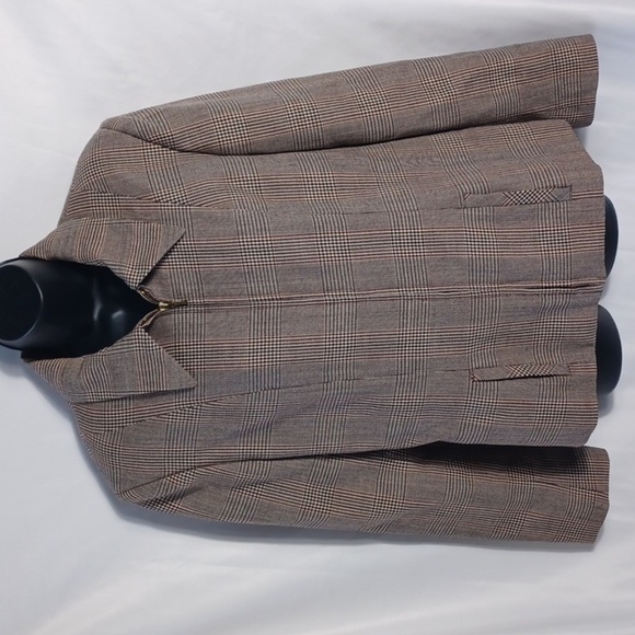 Alanni by Donny Brook Wool Blazer/Jacket, white/brown/black, sz 12, zip - Picture 1 of 9